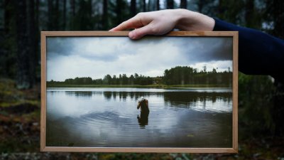 Zoom bild av Anders vid grevinnans bad, 50x30 cm